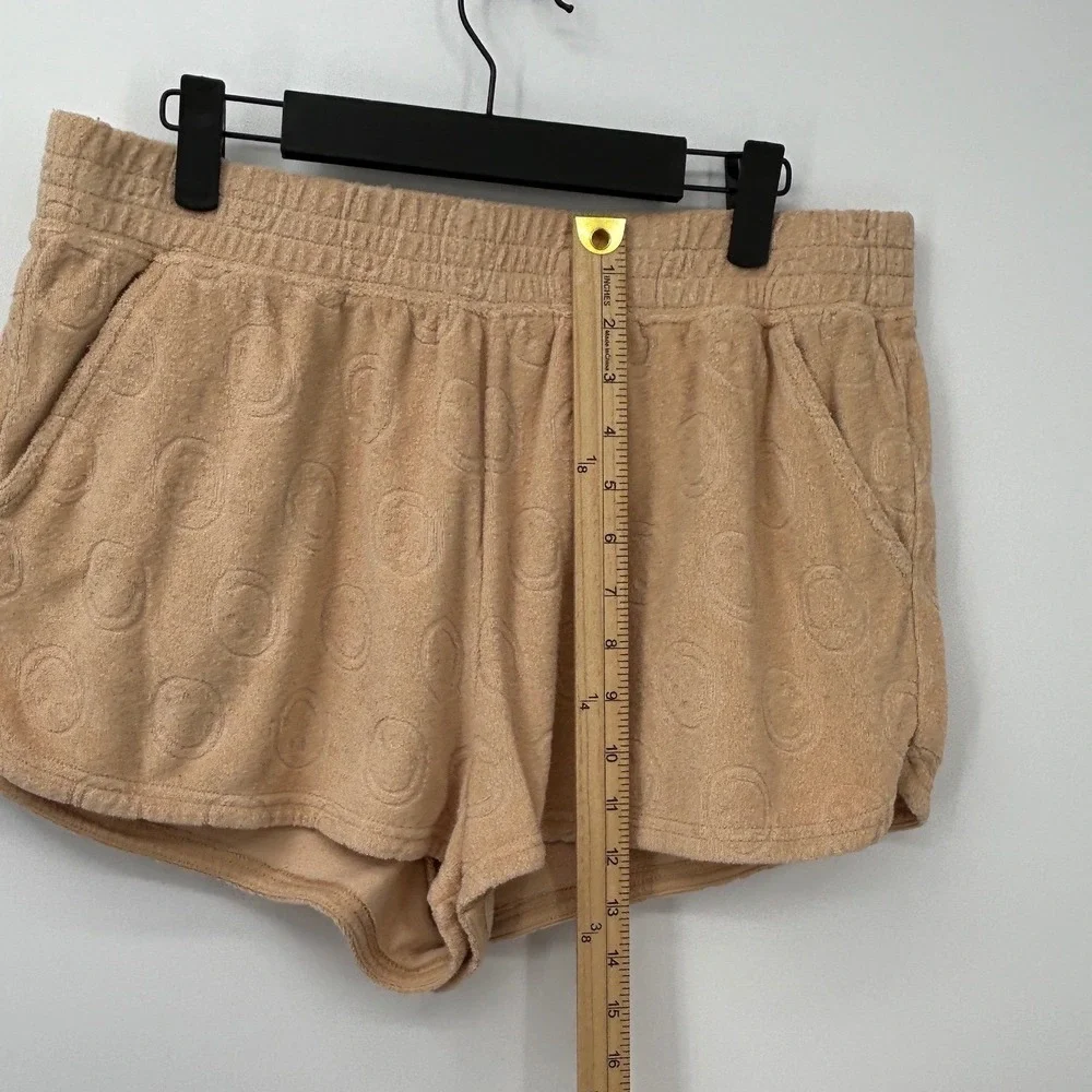 Offline by Aerie Womens Terry Cloth Smiley Face Lounge Shorts Tan Beige Large - Picture 6 of 6